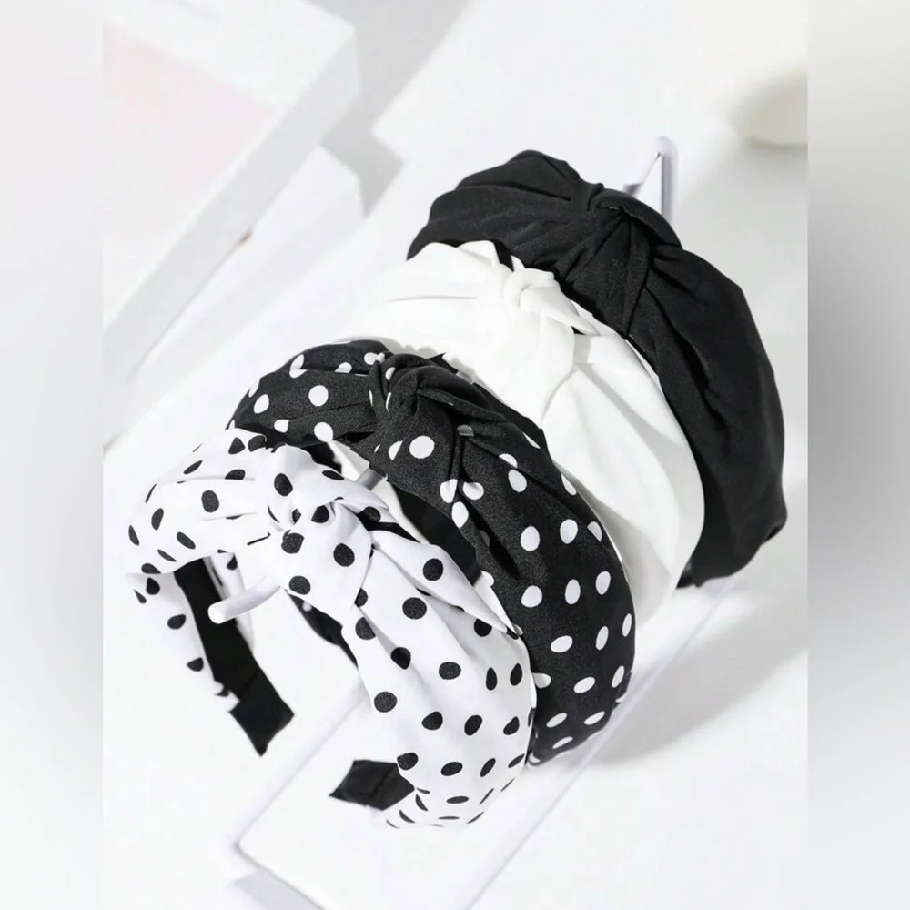 Set of 4 Black and White Headbands